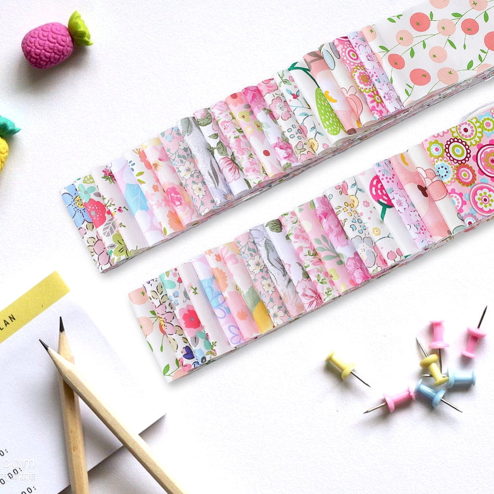 Flower Pattern Cotton Quilting Stripss Fabric Patchwork Fabric for DIY Craft Sewing Mixed Color 1000x65x0.1mm about 40pcs/set