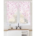 thumbnail image 2 of Pink Leaf Swag Valances for Windows, Modern Botanical Foliage Plant Country Flower Rod Pocket Sheer Valances for Large Windows, Swag Toppers Light Filtering for Kitchen Living Room 2 Panels 36''x63'', 2 of 6