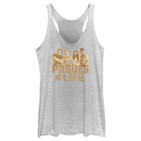 Women's Outer Banks Pogues 4 Life Racerback Tank Top White Heather Small