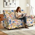 thumbnail image 4 of Xoenoiee Abstract Flower Rainbow Heart Print 6 Pieces Recliner Cover Stretch Recliner Chair Cover 2 Seater Recliner Couch Cover Sofa Cover Jacquard Soft Furniture Protector with Elastic Bottom, 4 of 6