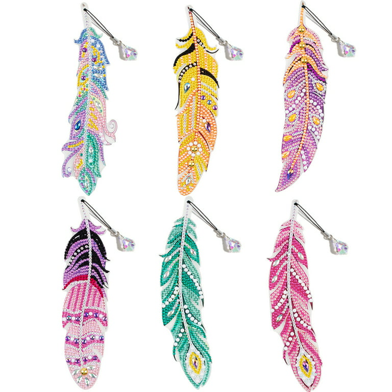 1 Box 6 Style Diamond Art Bookmark Kit Feathers Diamond Art Painting Kits  Rhinestone Painting Bookmarks DIY Beaded Bookmarks for Adults Crafts Lovers  Beginners Handmade Gifts Accessories 