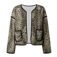 thumbnail image 5 of Leopard Lightweight Quilted Jackets For Women Open Front Long Sleeve Crewneck Cropped Jacket Outwear Long Dress Jacket Womens Wool Duster Coat 3xl Womens Tops plus Size plus Size Coats for Women plus, 5 of 8