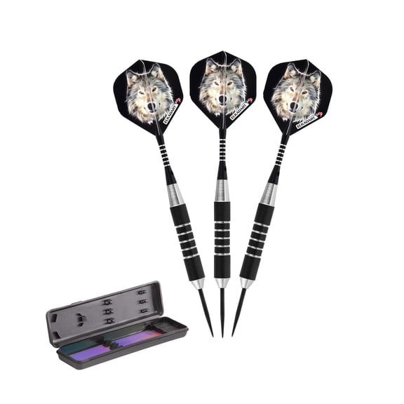 Elkadart Lone Wolf Steel Tip Darts Silver With Black Knurling 19 Grams