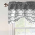 thumbnail image 4 of Grey Chevron Tie Up Valance Curtains for Windows, Kitchen Curtains Window Treatments, Geometric Ocean Abstract Wavy Striped White Short Window Shades Valances for Bedroom Bathroom Cafe 42"x18", 4 of 8