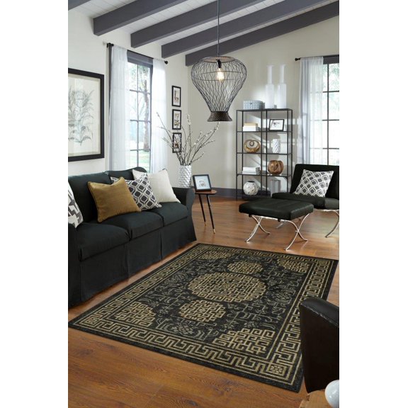 Mohawk Home Precision Printed Rug, Mason Black, 5' x 7'