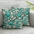 thumbnail image 3 of COMIO Turquoise Coastal Pillow Covers Beach Starfish Seashell Ocean Coral Jellyfish Pillow Cases Soft Outdoor for Sofa Couch Car Bedroom Home Decor, 3 of 5