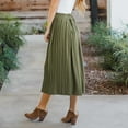 thumbnail image 6 of Amvlyk Straight Skirts for Women Solid Color Elastic High Waist Cropped Skirt Summer Cool Trendy Button Down Skirt Fashion Pleated Casual Skirt for Beach Going Out Party Walking, 6 of 9