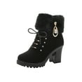 thumbnail image 2 of Zapatos de mujer Punta redonda Color sólido Cordones Cremallera lateral Moda Tacones altos Invierno Felpa Botines cálidos Wmkox8yii  hfjk1486, 2 of 5