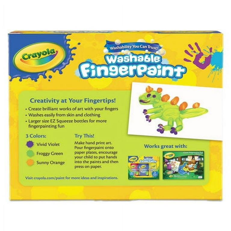 Washable Fingerpaint Pack, 3 Assorted Bright Colors, 8 oz Tube, 3/Box Washable Fingerpaint Pack, 3 Assorted Bright Colors, 8 oz Tube, 3/Box