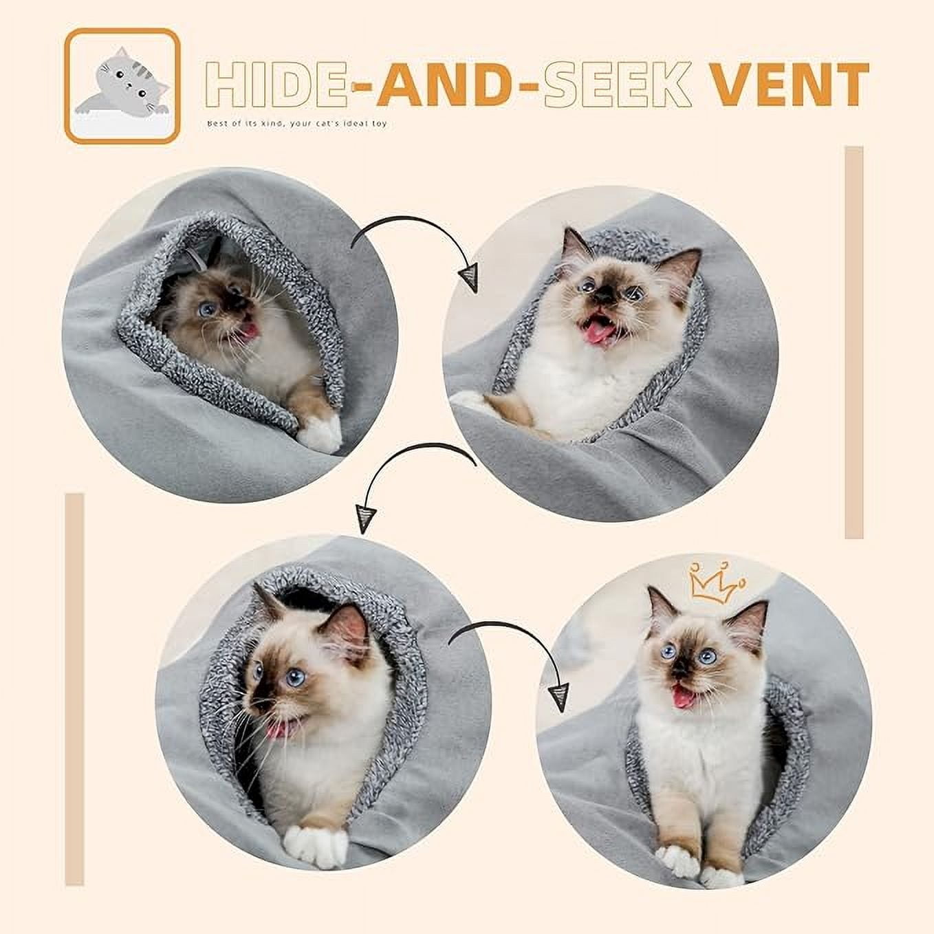 Cat Tunnel 51 Inches Long Cat Toys Collapsible Tunnel 12 Inches in Diameter Large Cat Tube for Big Cat,Rabbits and Puppy- Large