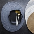 thumbnail image 3 of Ludlz Insulation Pad Soft Heat Insulation Simplicity Decorative Japanese Style Non-slip Cotton Simple Oval Woven Mat Kitchen Supplies, 3 of 8