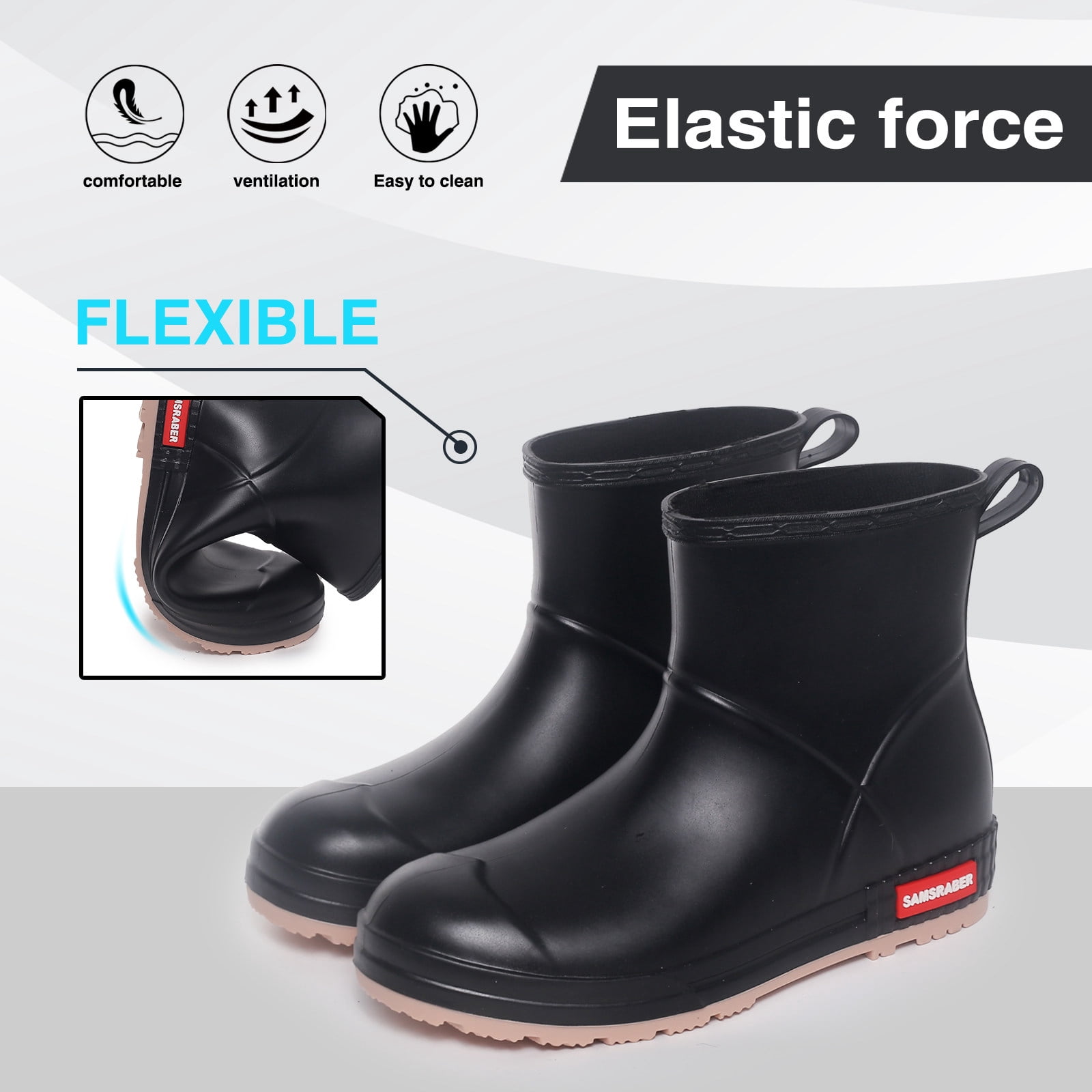 Lcamaw Rain Boots for Women & Men, Lightweight Waterproof Short Rubber Boots, Anti-Slip Mud Garden Boots Chelsea Ankle Rain Boots with Comfortable Insoles for Outdoor Work
