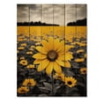 thumbnail image 3 of Designart "Yellow Brown Sunflower landscape Emergent Sunflower I" Floral & Botanical Print on Natural Pine Wood, 3 of 5