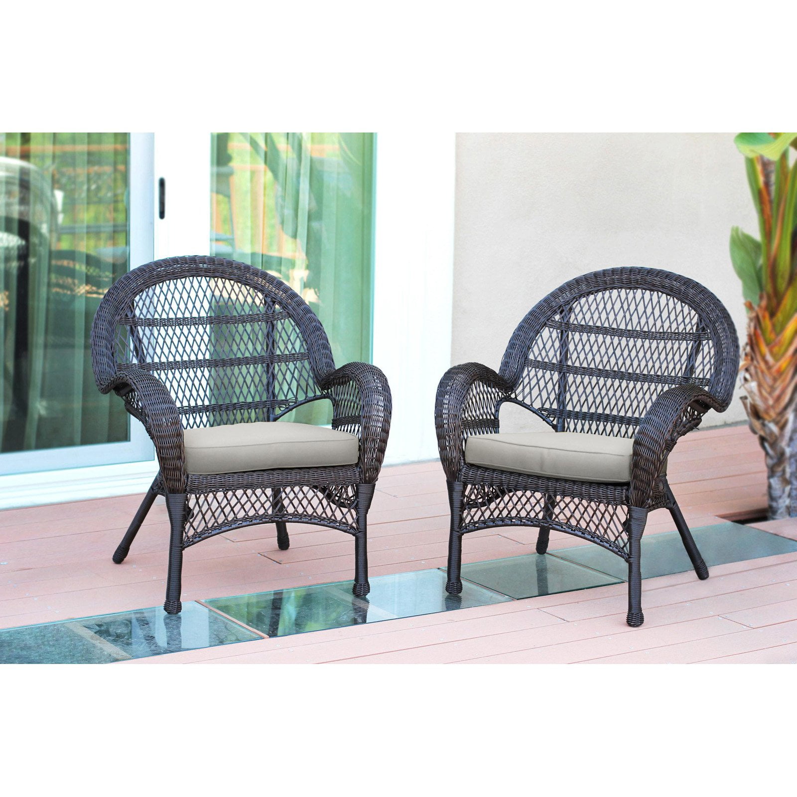 Jeco Santa Maria Wicker Patio Chairs with Optional Cushion - Set of 2 ...