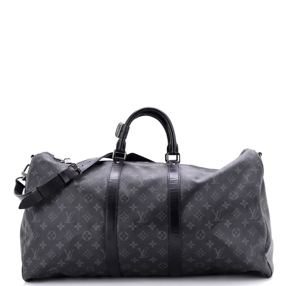 Pre-Owned Keepall Bandouliere Bag Monogram Eclipse Canvas 55 By Rebag