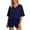 short sets 22#Dark Blue, variant on WAYUTE Womens 2 Piece Outfits V Neck Casual Short Sleeve Top and Shorts Beach Travel Outdoor Solid Color Summer Outfit
