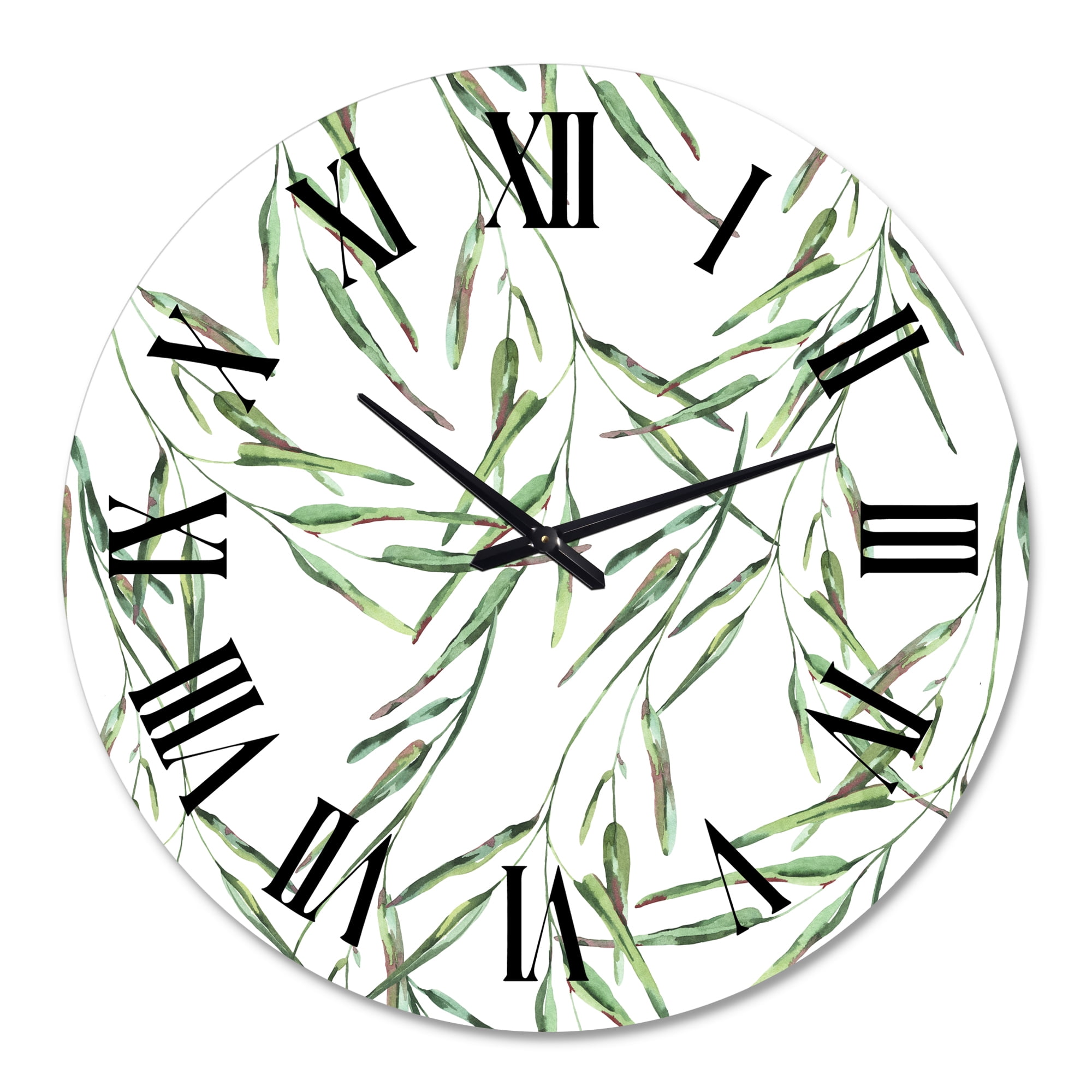 Designart 'Tropical Green Leaves In Summer Times Ii' Tropical Wall Clock