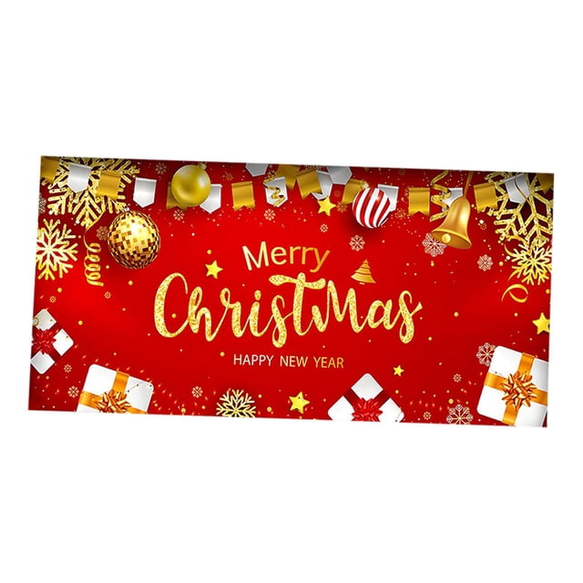 Banner de decoración para puerta de garaje navideña, fondo de tela roja, letrero 200cmx150cm