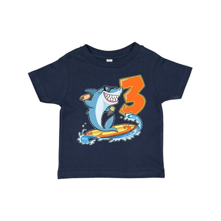 

Inktastic Third Birthday Surfing Shark with Hot Dog and Ice Cream Gift Toddler Boy or Toddler Girl T-Shirt