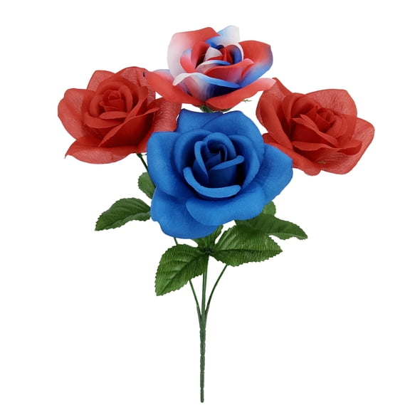 Mainstays 13.5" Indoor Artificial Silk Rose Pick, Red, Blue and White Color
