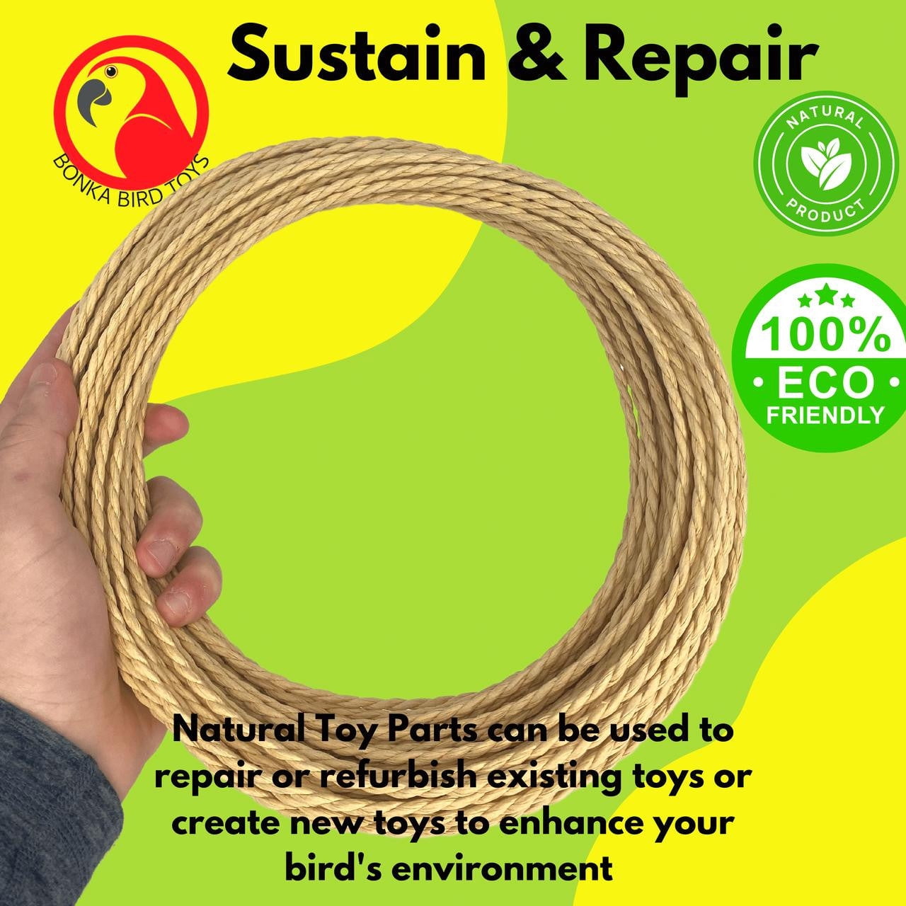 Bonka Bird Toys 2265 Natural Twister 100ft Paper Cord Rope