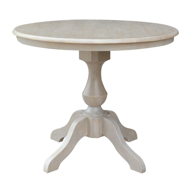 36 X Solid Wood Round Pedestal Dining Table In Washed Gray Taupe Com 36 X Solid Wood Round Pedestal, Solid Wood Round Pedestal Dining Tables