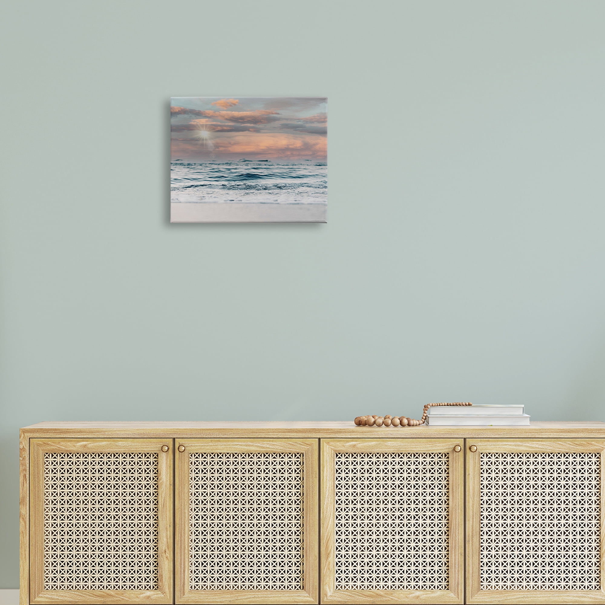 Stupell Industries Cloudy Morning Red Sky Beach Horizon Design, 20 x 16, Design by Tara Moss