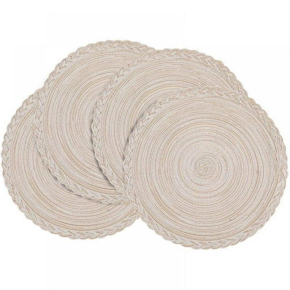 Woven Spiral Table Placemats 15 Inches Round Braided Placemats Non-Slip Dining Washable Kitchen Table Mats Table Placemats for Home Wedding Party