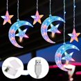 thumbnail image 1 of 138 LED Star Moon Curtain String Lights, USB Powered Fairy Lights Strings with Flash and Constant Mode Light, Waterproof Twinkle Light for Window Wedding Party Bedroom Indoor Outdoor Decor, 1 of 5