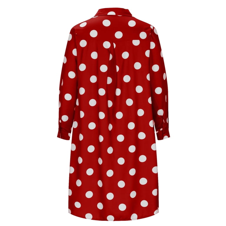 Brilliant Fall Dresses for Women 2024 Maxi Polka Dot Women's Print  Mid-length Dresses Sleeve Dresses Red XXL - Walmart.com