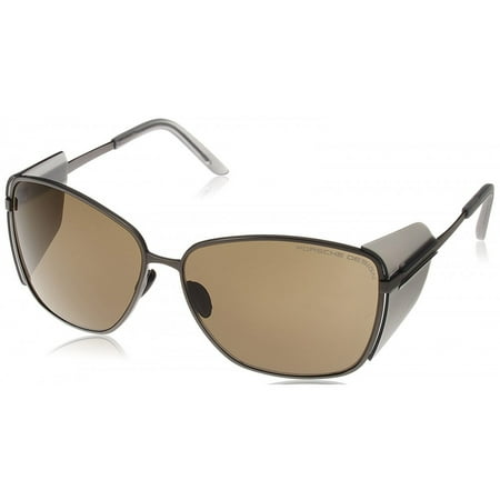 Porsche Design P8599-A Women's Titanium Gunmetal Brown Lens Sunglasses