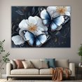thumbnail image 6 of Mudket Blue and Gold-Trimmed Butterflies with White Roses Canvas Wall Art, Floral Wall Decor, Framed Ready to Hang Artwork for Living Room Bedroom Office - 12"L x 8"W, 6 of 10