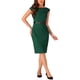 thumbnail image 1 of Vestido de oficina INSPIRE CHIC para mujer, con mangas cortas, ceñido a la cintura, elegante y tipo sheath, talla XL, color verde oscuro, 1 of 5