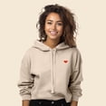 thumbnail image 3 of Dalix Pixel Heart Embroidered Fleece Cropped Hoodie Cold Fall Winter Women in Heather Dust L Large, 3 of 5