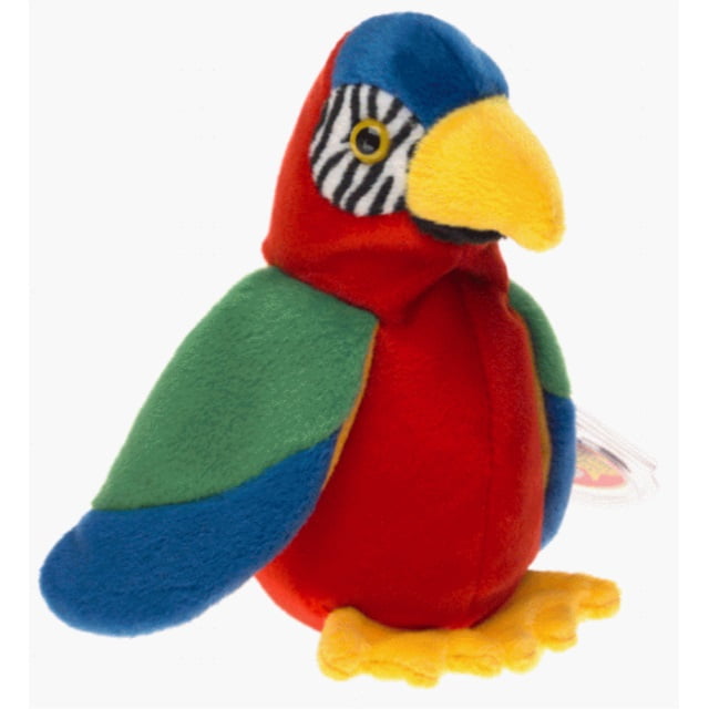 Free Shipping NEW Ty Beanie Baby Jabber The Parrot Retired Plush Toy Bird MWMT 
