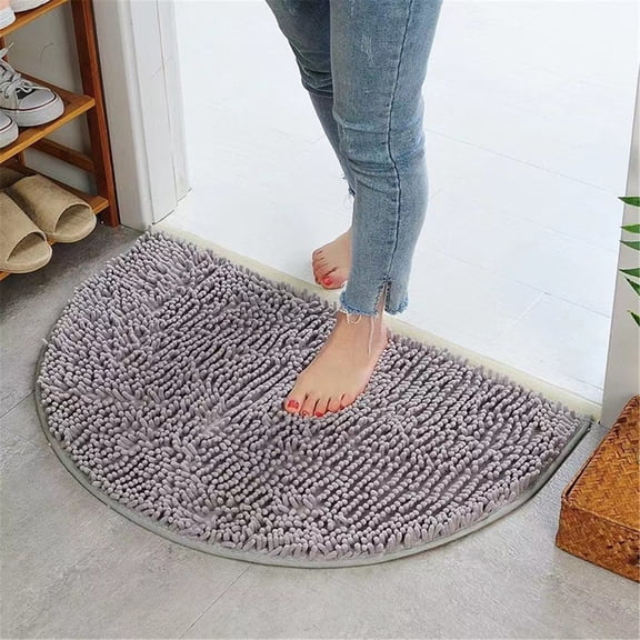 Carpet Polyester Carpet Half Circle Carpet,Absorbent Floor Mat,Bathroom Entrance Mat,Bedroom,Bathroom,Non Slip Mat,Household Gray