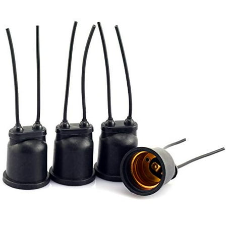

E-outstanding 4 PCS E27 Base Socket Bulb Lamp Holder Pendant Hanging Edison Screw Cap Standard Screw-in Socket Waterproof Black 250V 16A