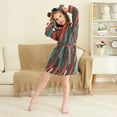 thumbnail image 3 of FORMRS Niños Bathrobe Unisex Hooded Robe Soft Plush Pajamas Sleepwear, Size 2-3T, Green Stars Abstract, 3 of 7