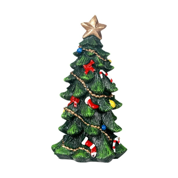 mfyjkho Adorno de resina para árbol de Navidad, decoración de mesa en miniatura con estrellas y detalles de calcetín, para exhibir en casa o en la oficina, 9 cm o 13 cm, 1 pieza