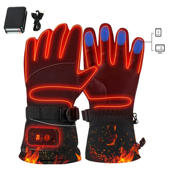 Heating Gloves Temperature Display Lithium Battery Heating Gloves Ten Finger Touch Screen Cycling Heating Gloves Men's Gloves