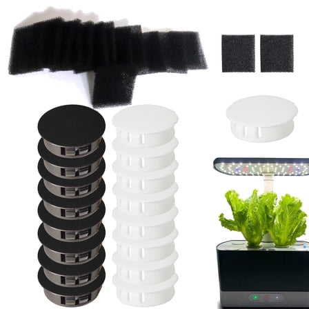 Qzbhct 20 Pump Filter Sponge 8 White 8 Black Plant Spacer Kit for AeroGarden, Harvest, Bounty, Farm, Extra