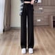 thumbnail image 4 of Women's Comfort High Waist Trousers Wide Straight Leg Polyester Suit Pants Easy Care Business Casual Spring Autumn Wear Black XXXL, 4 of 4
