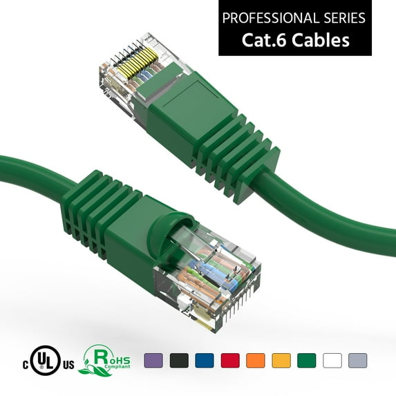 ACCL 1Ft Cat6 UTP Ethernet Network Booted Cable Green, 4 Pack
