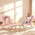 thumbnail image 4 of HABUTWAY Comfy Saucer Chair, Foldable Living Room Chairs, Soft Faux Fur Lounge Chair for Bedroom, Reading Chairs for Adults, Kids, X-Large (with Ottoman, Pink), 4 of 6