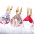 thumbnail image 3 of Advancent Soportes de cubiertos de Navidad, bolsas de vajilla resistentes a desgarros de dibujos animados, telas no tejidas, cuchara, tenedor, Kits de decoración para fiestas Rojo, 3 of 6