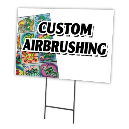 CUSTOM AIRBRUSHING 12"x16" Yard Sign & Stake | Advertise Your Business | Stake Included Double Sided Image | Made in The USA