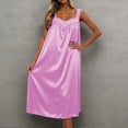 thumbnail image 2 of Women's Sleeveless Ice Silk Nightgown, Plus Size Loose Summer Sleepwear, Lace Trim Satin Loungewear Dress, Cooling Nightshirt, Oversized Comfy Pajamas, Breathable Silky House Dress for Ladies, 2 of 4