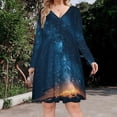 thumbnail image 2 of Beautiful Northern Lights Long Sleeve Dresses For Women Vintage Elegant Party Dress Oversized V-neck Dress S-8XL, 2 of 7