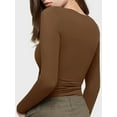 thumbnail image 3 of Women Sweetheart Neck Basic Tops T-shirt Long Sleeve Solid Color Stretch Slim Fit Fall Tops for Daily, 3 of 5