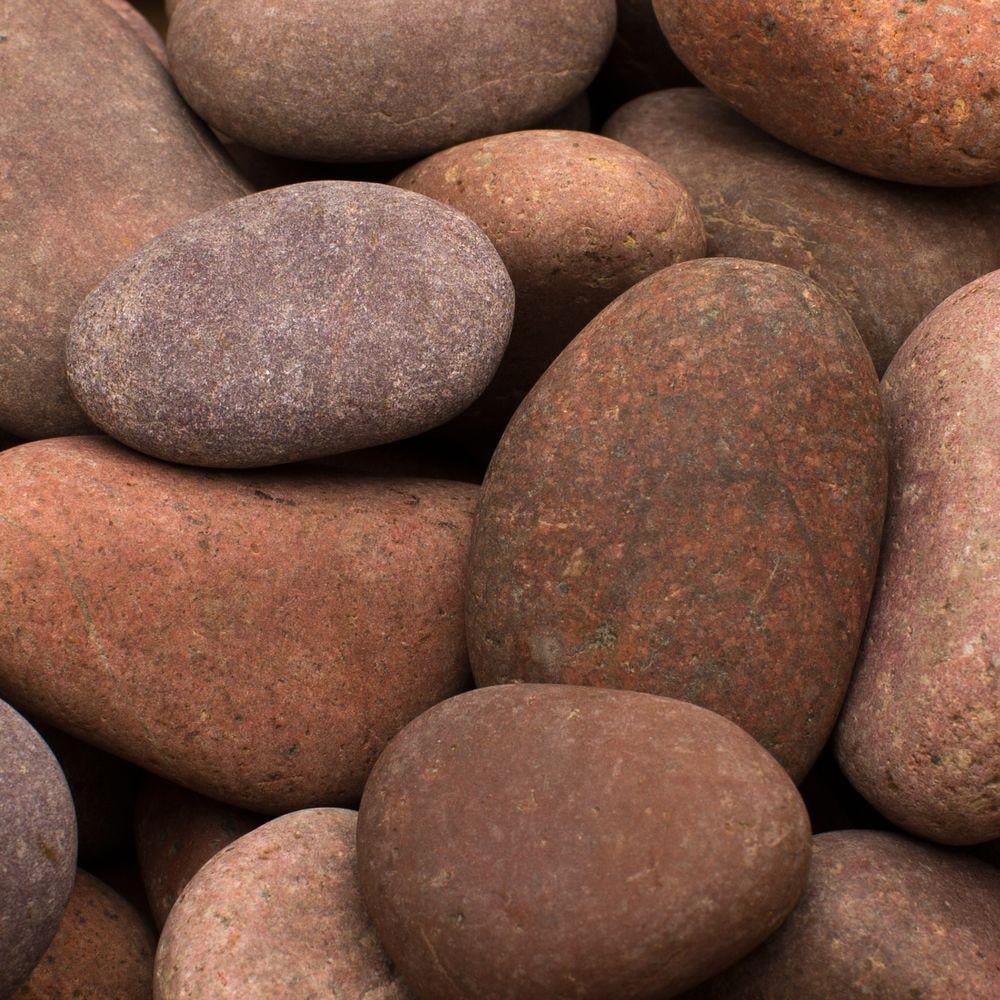 Rainforest Outdoor Decorative Natural Stone, Mexican Beach Pebbles, Rosa Pink, 1-3", 900lbs.